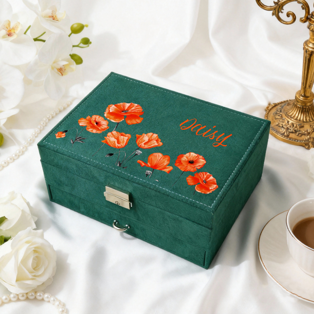 Custom Velvet Jewelry Organizer Box, Multi-Layer Storage Case